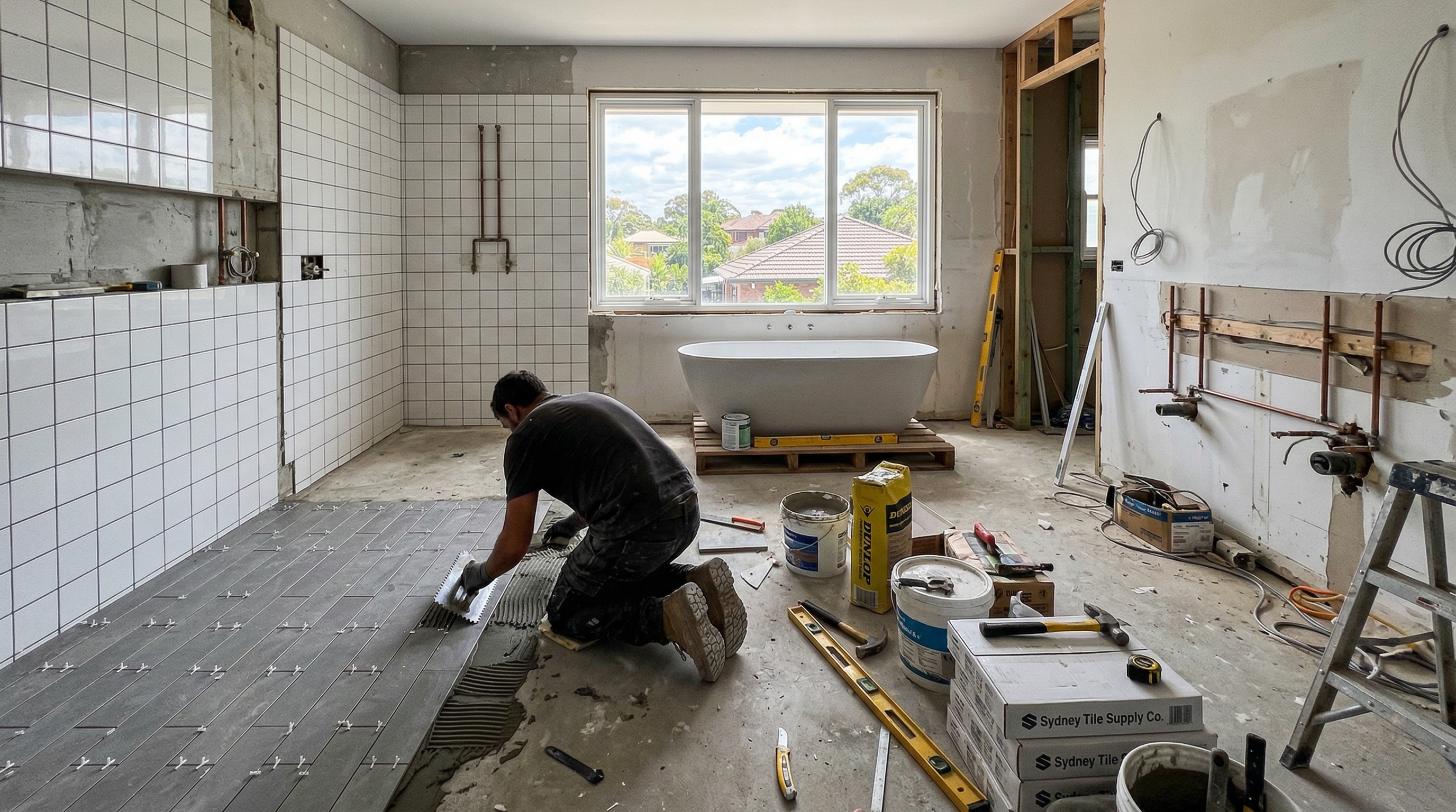 Sydney bathroom renovation in progress